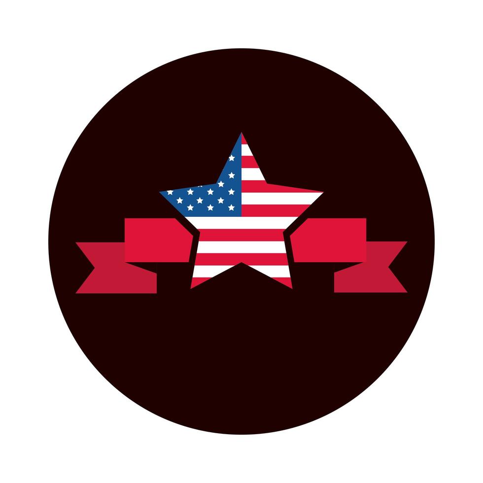 4. Juli Unabhängigkeitstag amerikanische Flagge im Star Banner Design Block und Flat Style Icon and vektor