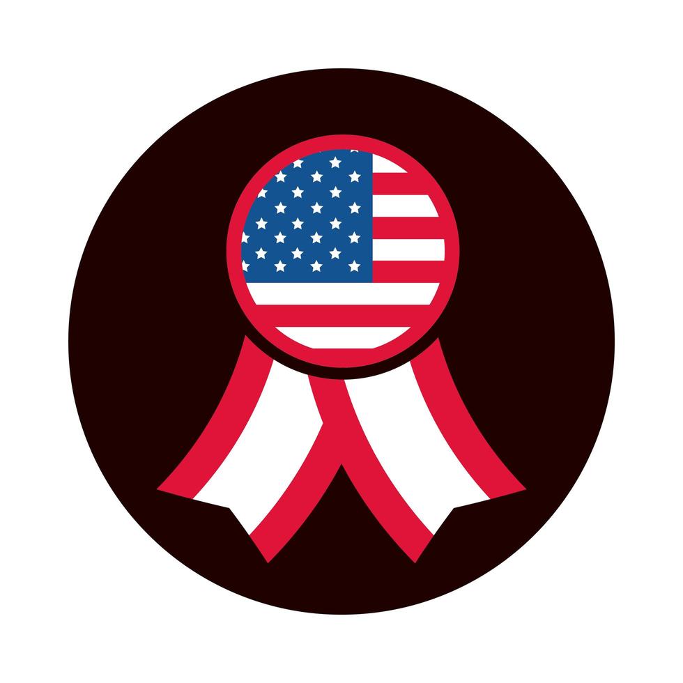 4. Juli Unabhängigkeitstag Rosette amerikanische Flagge Nationalsymbol Block und flache Ikone vektor
