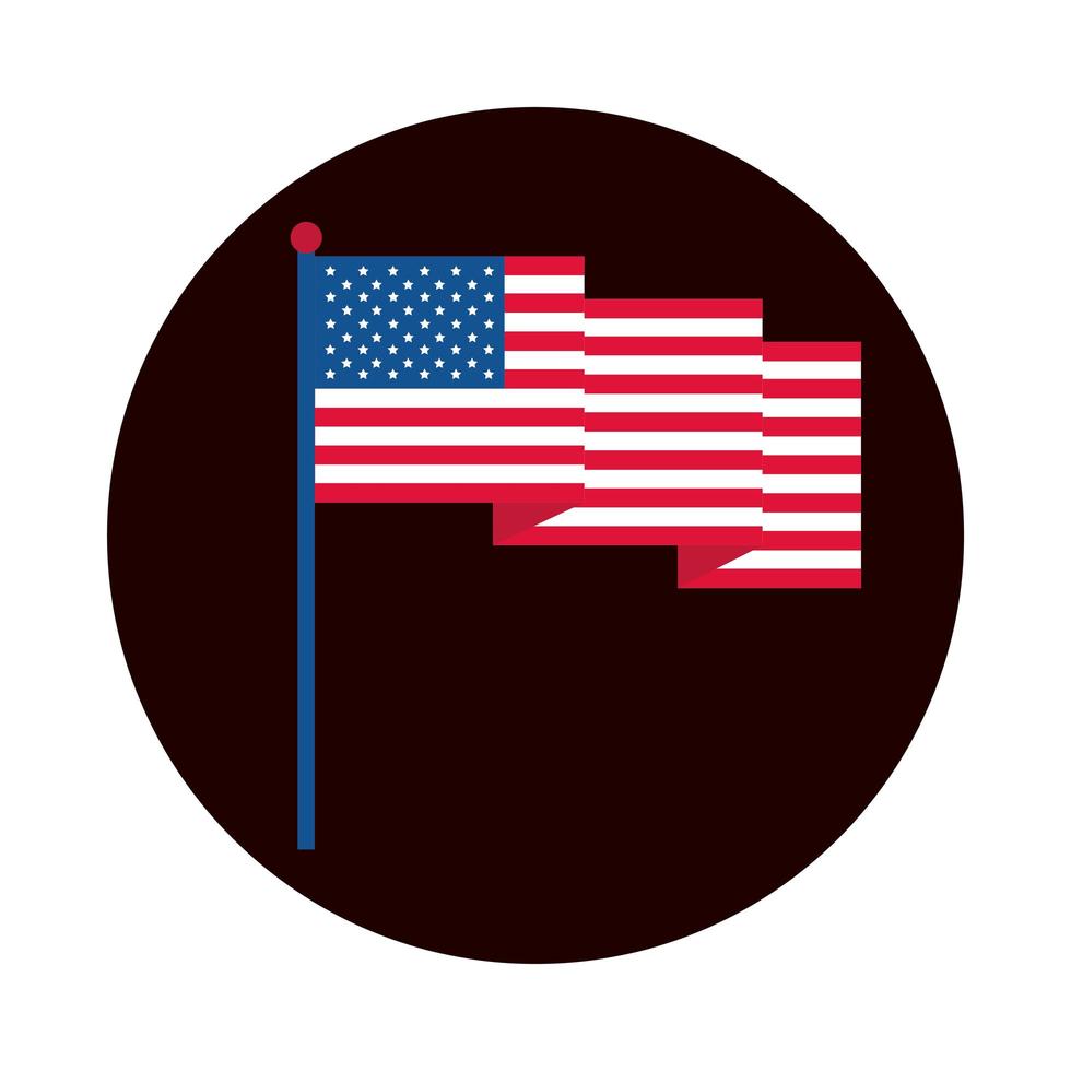 4 juli självständighetsdagen viftande amerikanska flaggan patriotism nationella block och platt stil ikon vektor
