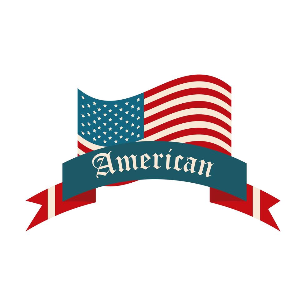 Happy Independence Day amerikanische Flagge wehende Symbol und Banner Dekoration flache Stilikone vektor