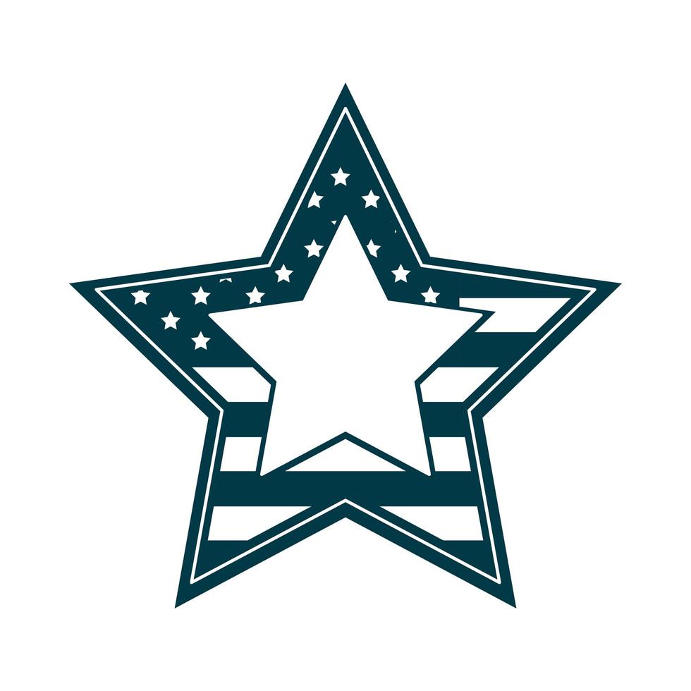 glad självständighetsdagen amerikanska flaggan formade stjärnpatriotiska silhuett stilikon vektor