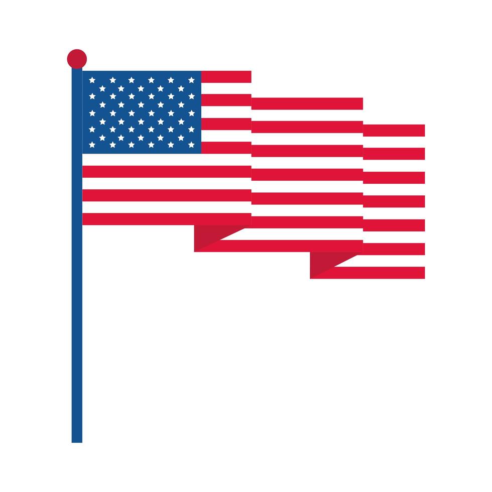 4 juli självständighetsdagen viftande amerikansk flagg patriotism nationell platt stilikon vektor