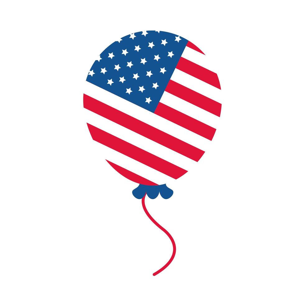 4. Juli Unabhängigkeitstag amerikanische Flagge in der flachen Stilikone der Ballonfeier vektor