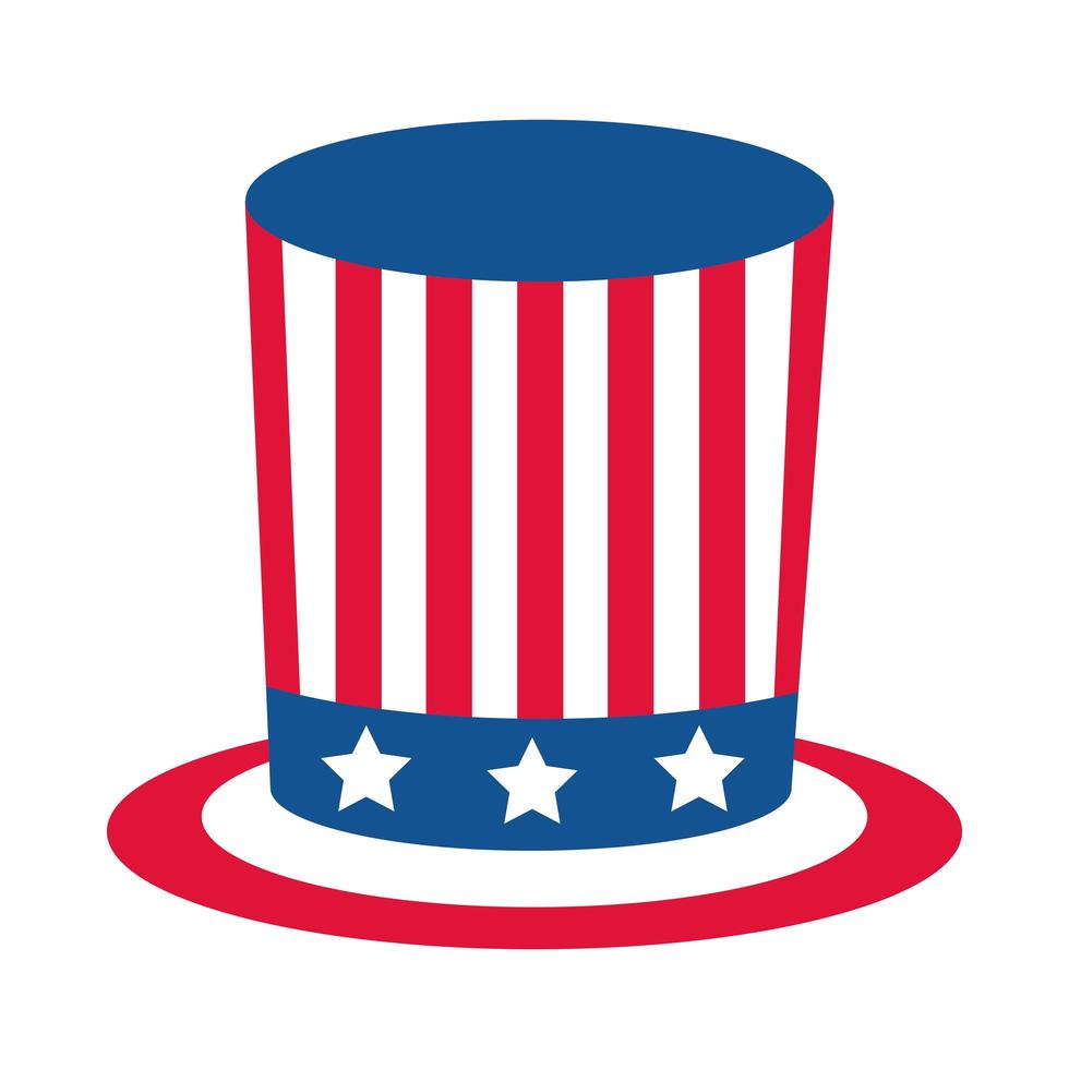 4. Juli Unabhängigkeitstag Zylinder mit flacher Ikone der amerikanischen Flagge vektor