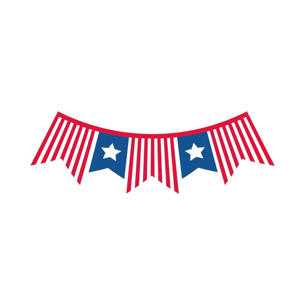 4 juli självständighetsdagen amerikanska flaggan datum vimplar dekoration platt stilikon vektor