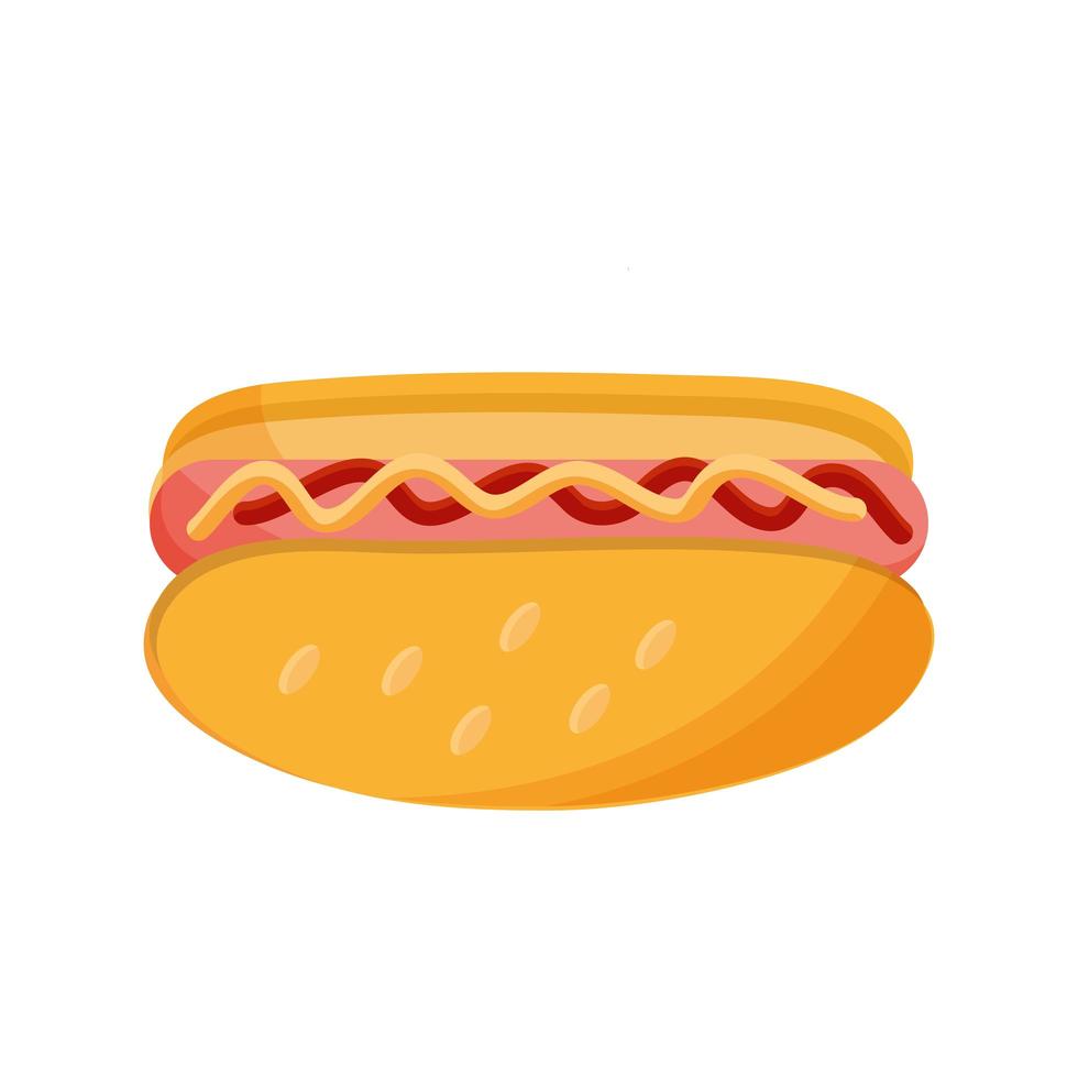 Hot-Dog-Restaurant-Menü-Fast-Food-Symbol im flachen Stil vektor