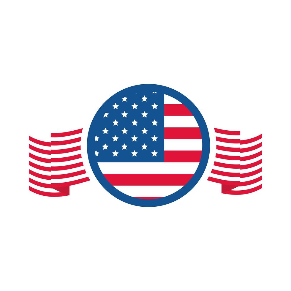 4. Juli Unabhängigkeitstag amerikanische Flagge Gedenkfeier flache Ikone vektor