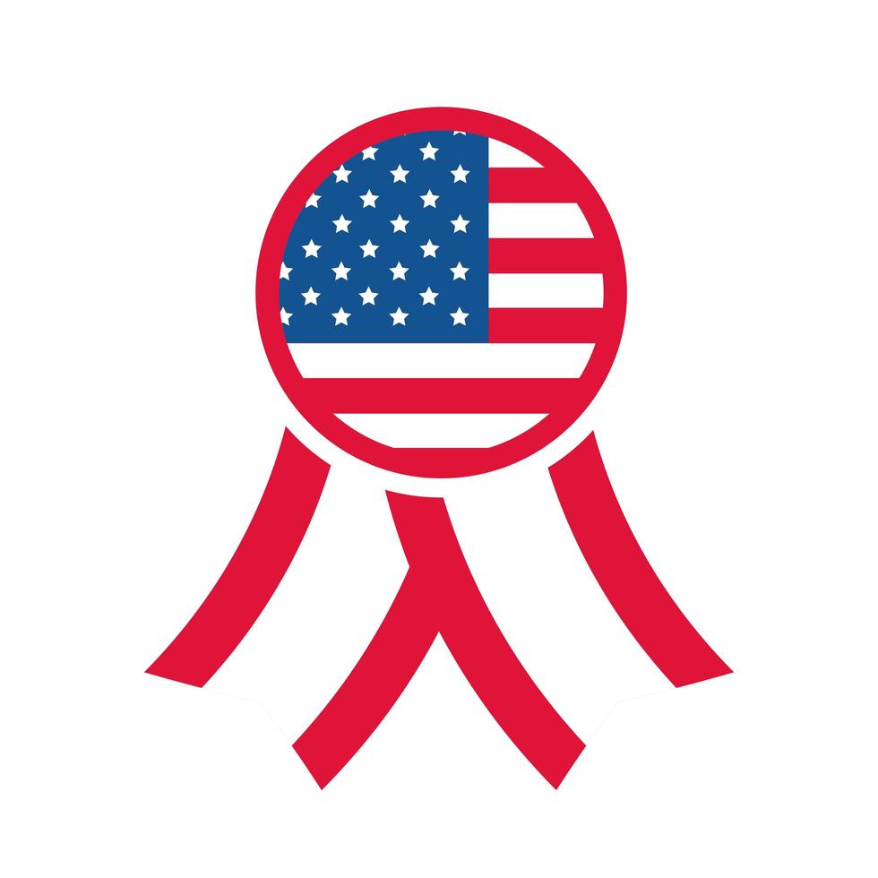 4. Juli Unabhängigkeitstag Rosette amerikanische Flagge Nationalsymbol flache Stilikone vektor