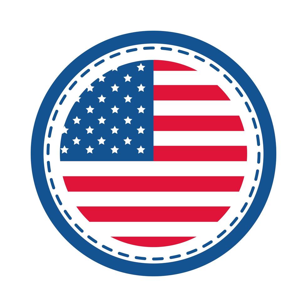 4. Juli Unabhängigkeitstag amerikanische Flagge runder Aufkleber Design flache Stilikone vektor