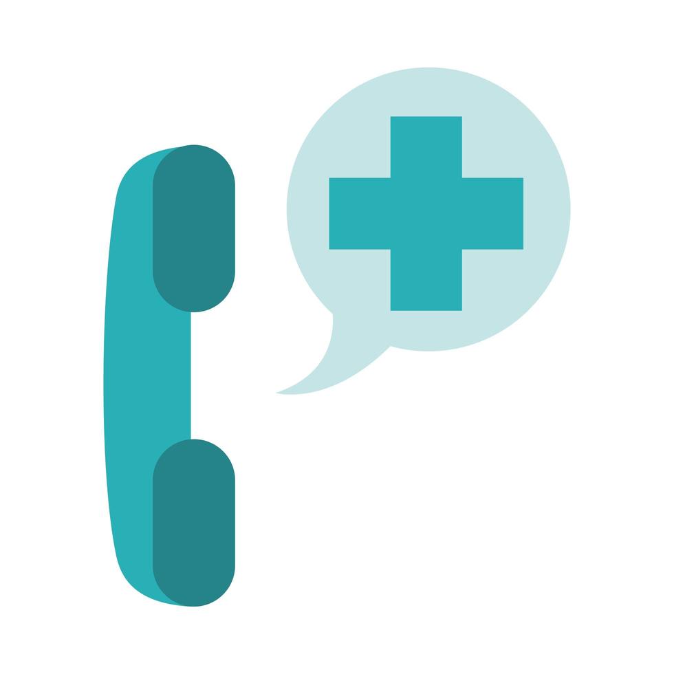 telefon hjälp linje hälso-och sjukvård utrustning medicinsk platt stil ikon vektor
