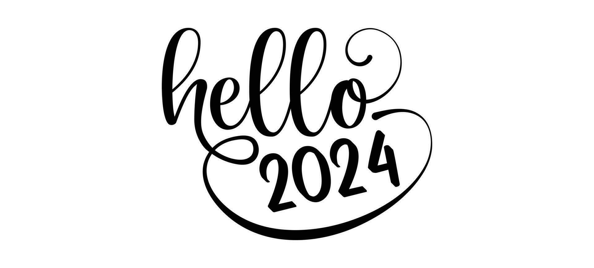 Hallo 2024 herzlich willkommen Typografie vektor