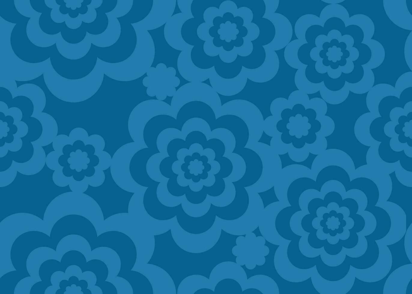 blå blommig bakgrund, modern illustration i platt design, landskap bild. levande hav blå blomning blommor skriva ut design. vektor
