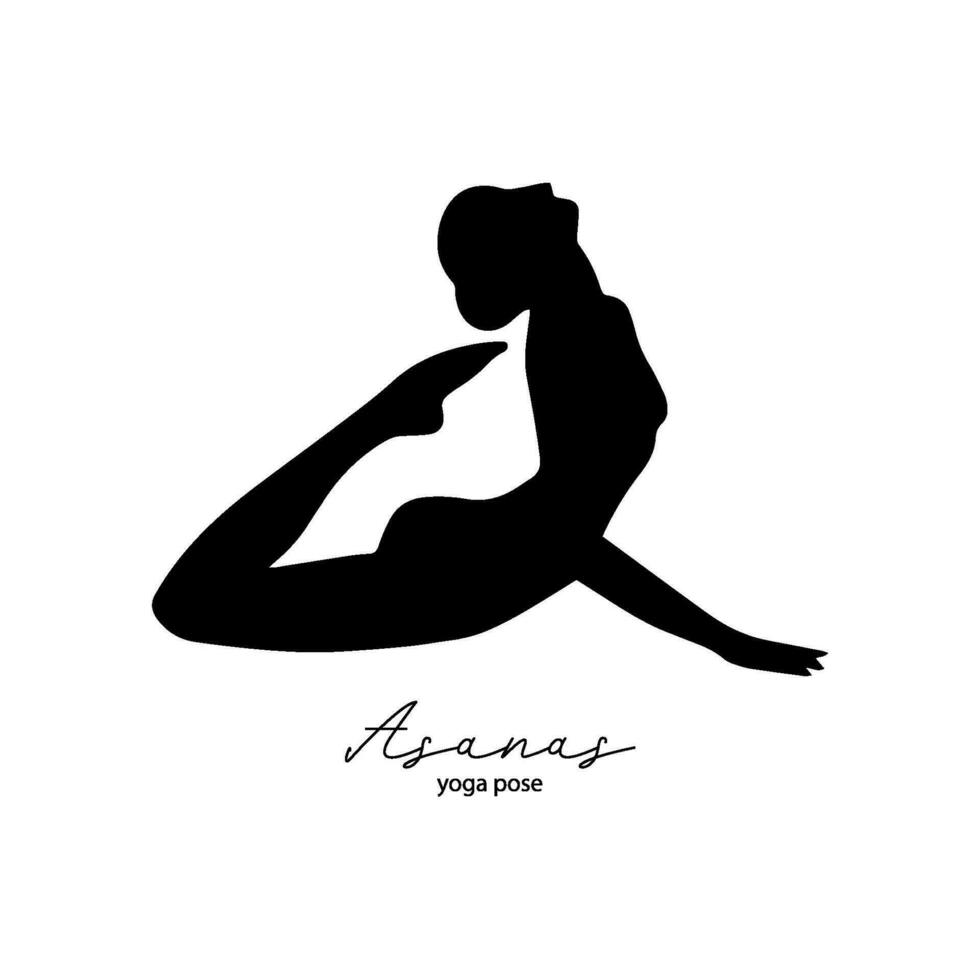 yoga utgör - asanas - svart ikon isolerat på vit bakgrund vektor