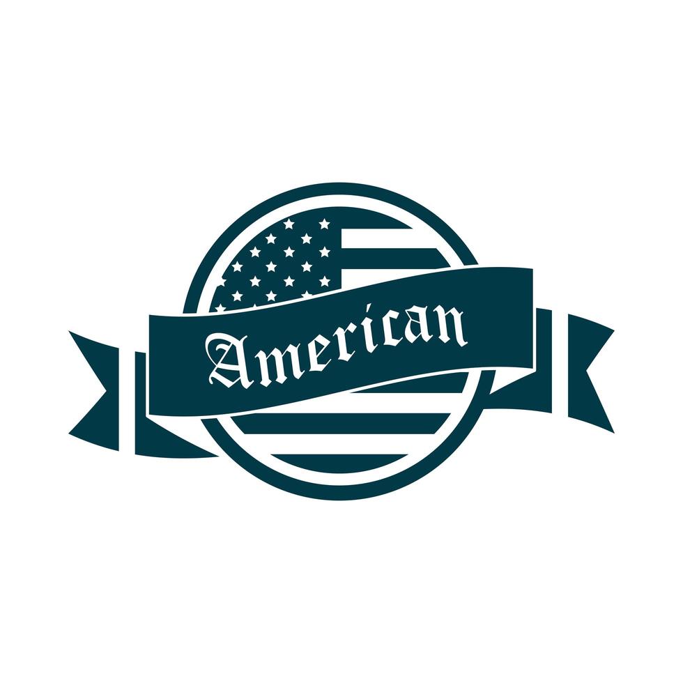 glad självständighetsdagen amerikanska flaggan banner typografi design silhuett stilikon vektor
