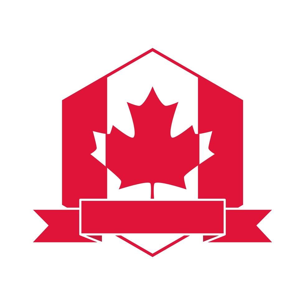 Kanada-Tag kanadische Flagge Ahornblatt und Band-Emblem-flaches Symbol vektor