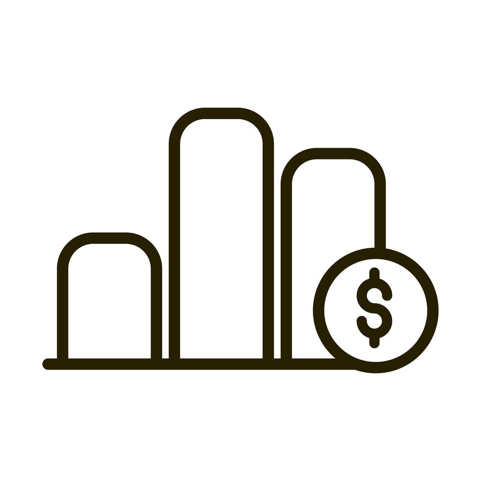 Bericht Diagramm Diagramm Geld Finanzgeschäft Aktienmarkt Linienstil-Symbol vektor