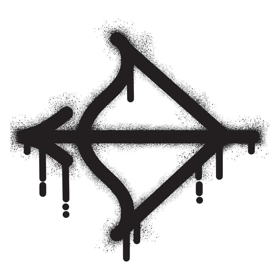 Bogen und Pfeil Symbol Graffiti mit schwarz sprühen Farbe vektor
