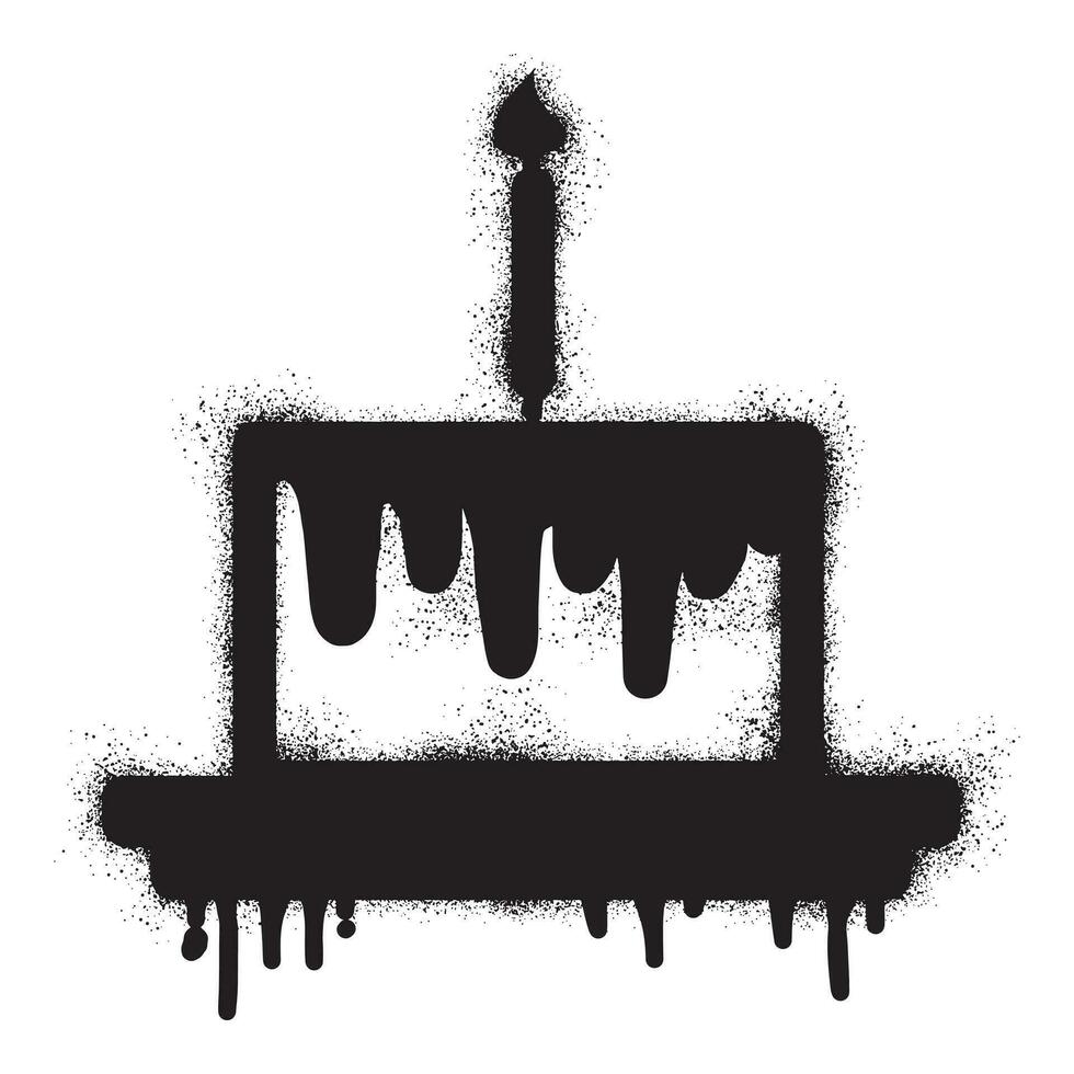 Geburtstag Kuchen Graffiti mit schwarz sprühen Farbe vektor