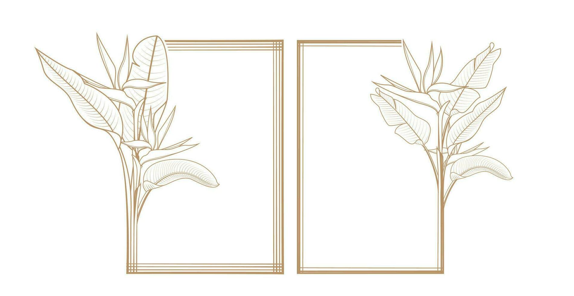 Heliconia Blätter Blumen- Rahmen Monogramm Vektor Design Vorlage mit Kopieren Raum zum Text oder Beschriftung