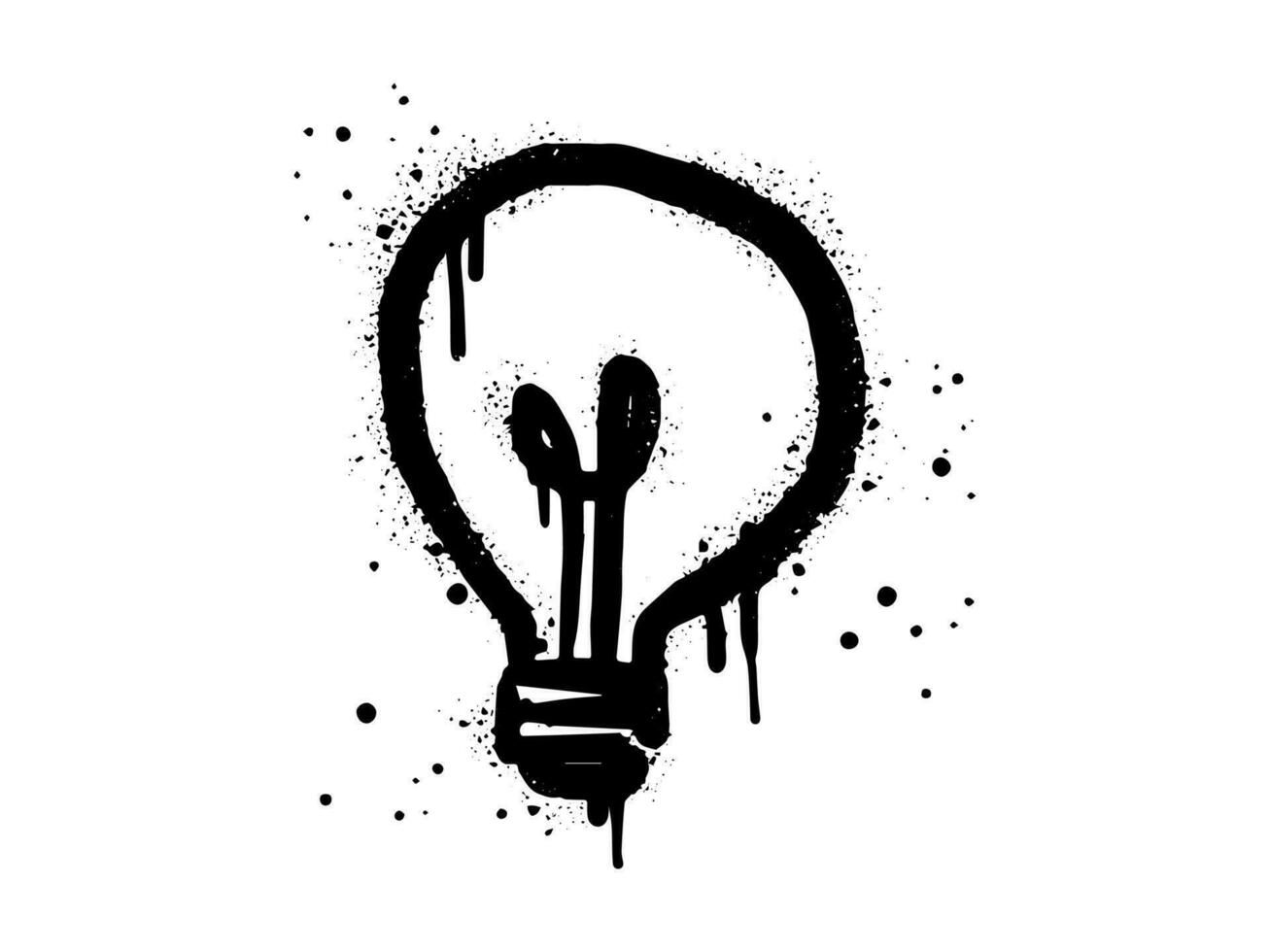 spray målad graffiti Glödlampa ikon. symbol av aning, kreativitet droppa symbol. isolerat på vit bakgrund. vektor illustration