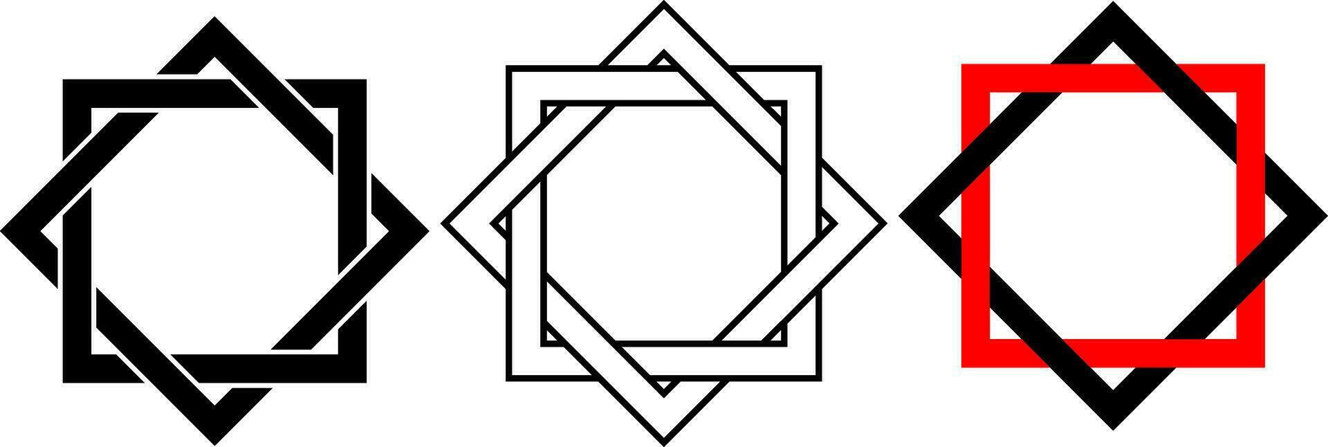 översikt silhuett oktagram ikon uppsättning vektor