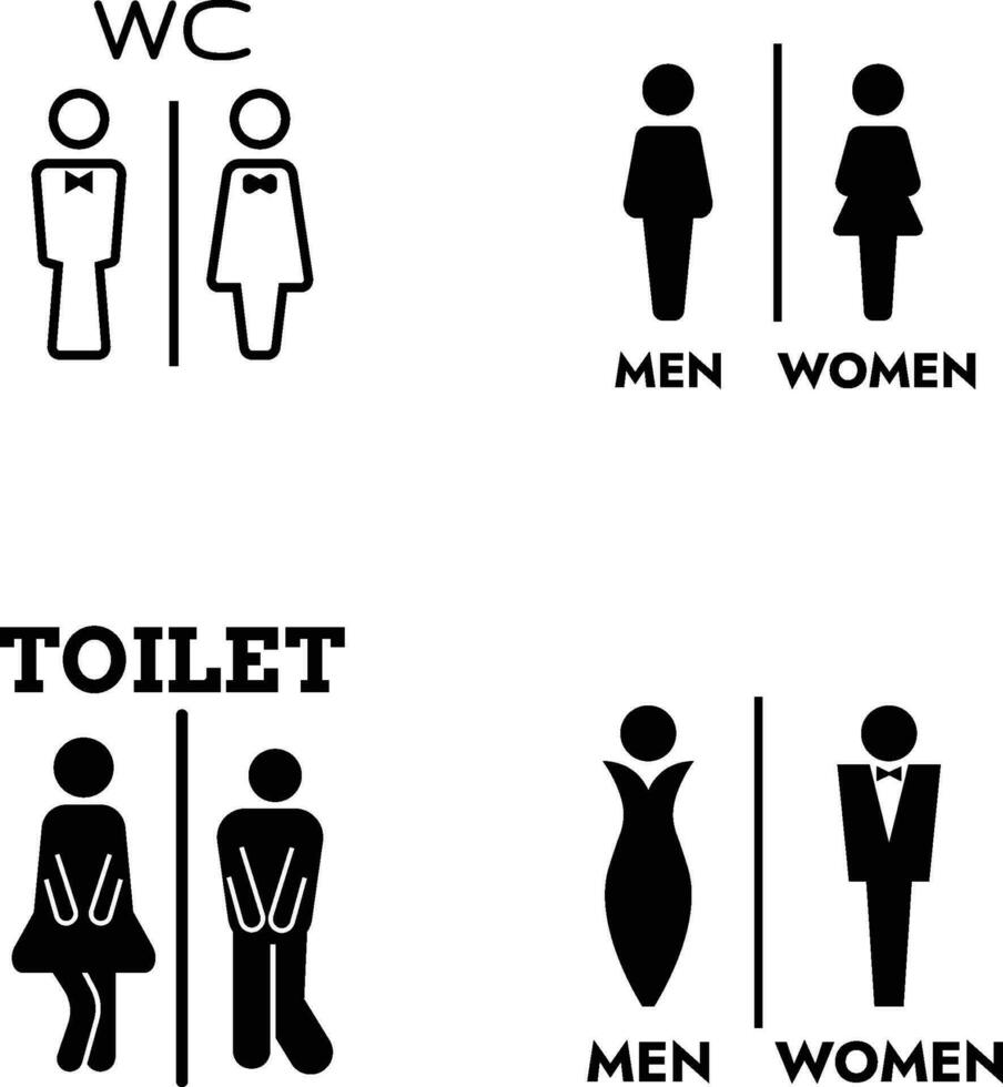 toalett ikon vektor illustration. flickor och Pojkar toaletter tecken och symbol. badrum tecken. toalett