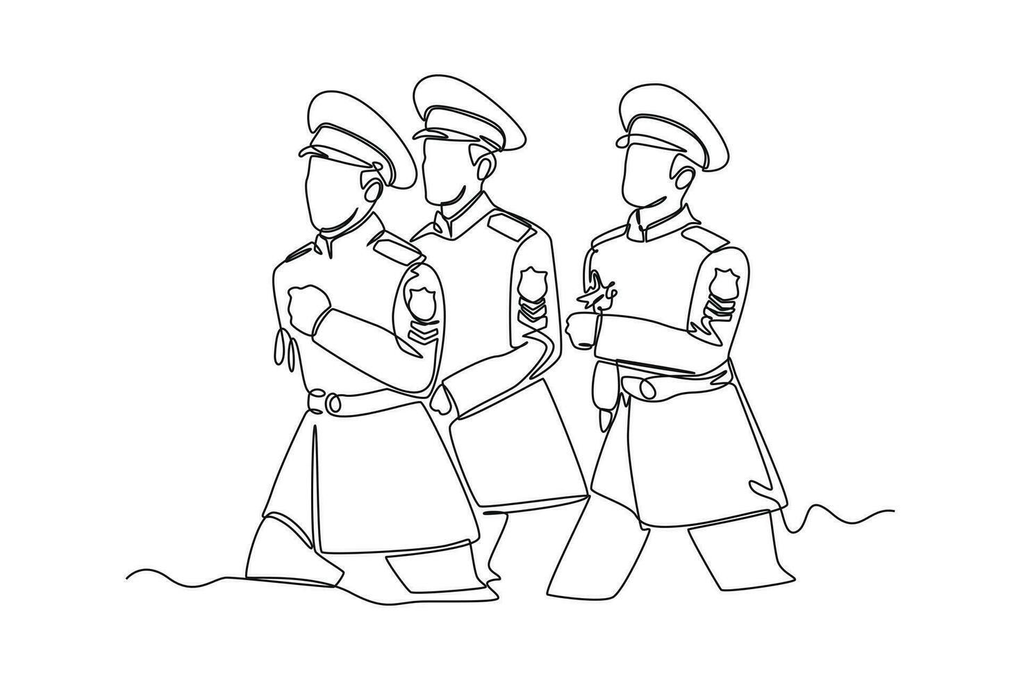 Single einer Linie Zeichnung Armee, Luft Macht und Marine. Militär- Konzept. kontinuierlich Linie zeichnen Design Grafik Vektor Illustration.