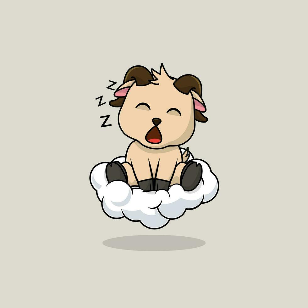 Vektor süß Baby Ziege Karikatur Schlafen auf das Wolke Symbol Illustration. f