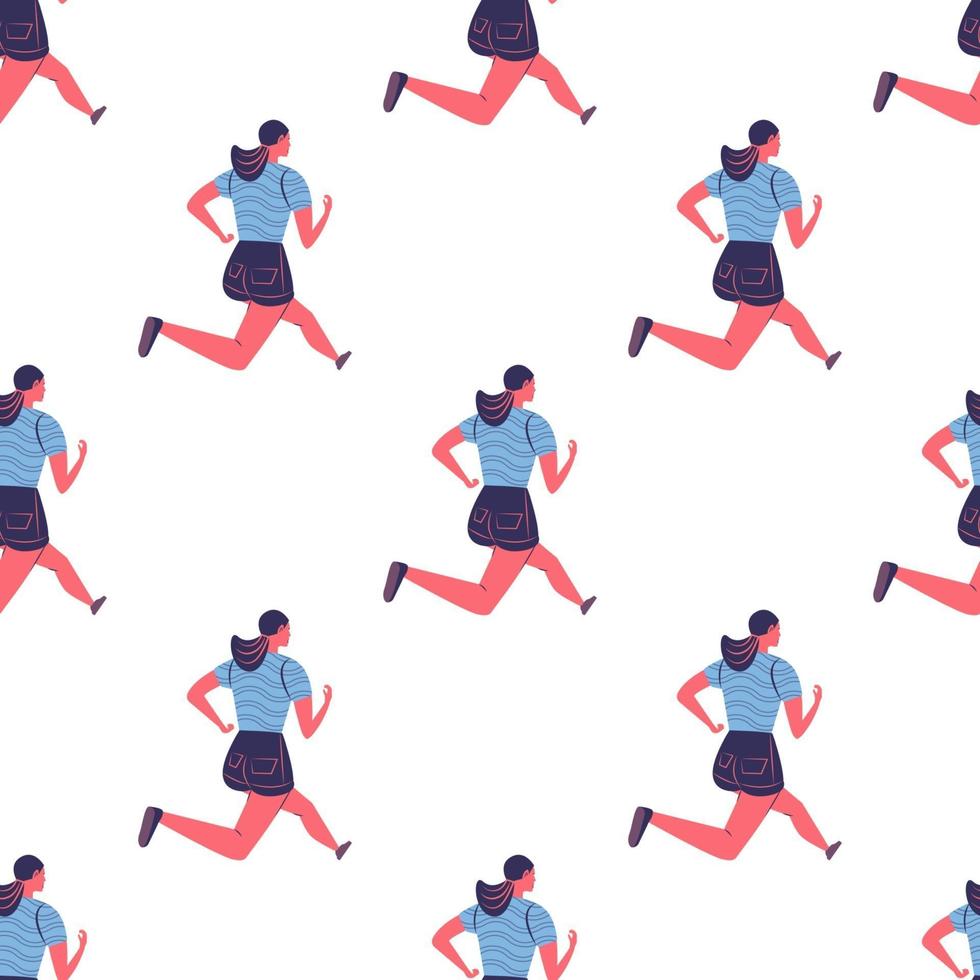 sömlösa mönster för att springa unga kvinnor i sportkläder vektor