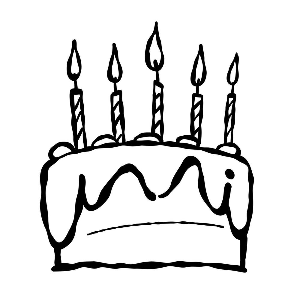 Geburtstag Kuchen Vektor Illustration, Gruß Karte Dekoration Symbol