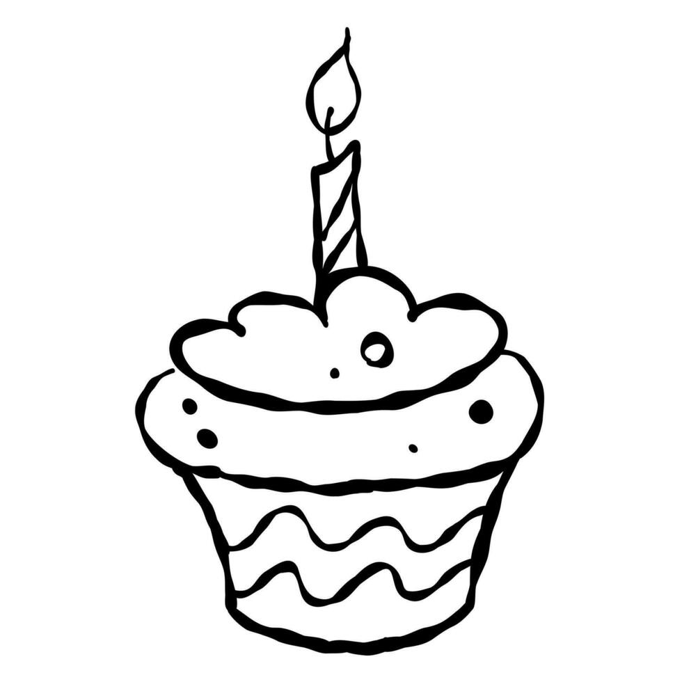 födelsedag kaka vektor illustration, hälsning kort dekoration ikon