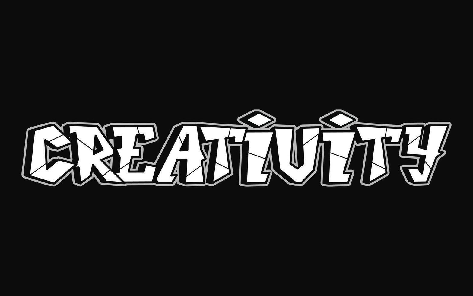 Kreativität - - Single Wort, Briefe Graffiti Stil. Vektor Hand gezeichnet Logo. komisch cool trippy Wort Kreativität, Mode, Graffiti Stil drucken T-Shirt, Poster Konzept