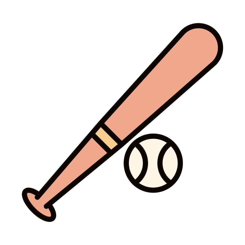 basebollträ och bollspel sportutrustning linje och fyll ikon vektor