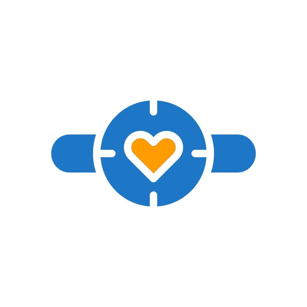 Smartwatch Liebe Symbol solide Blau Orange Stil Valentinstag Illustration Symbol perfekt. vektor