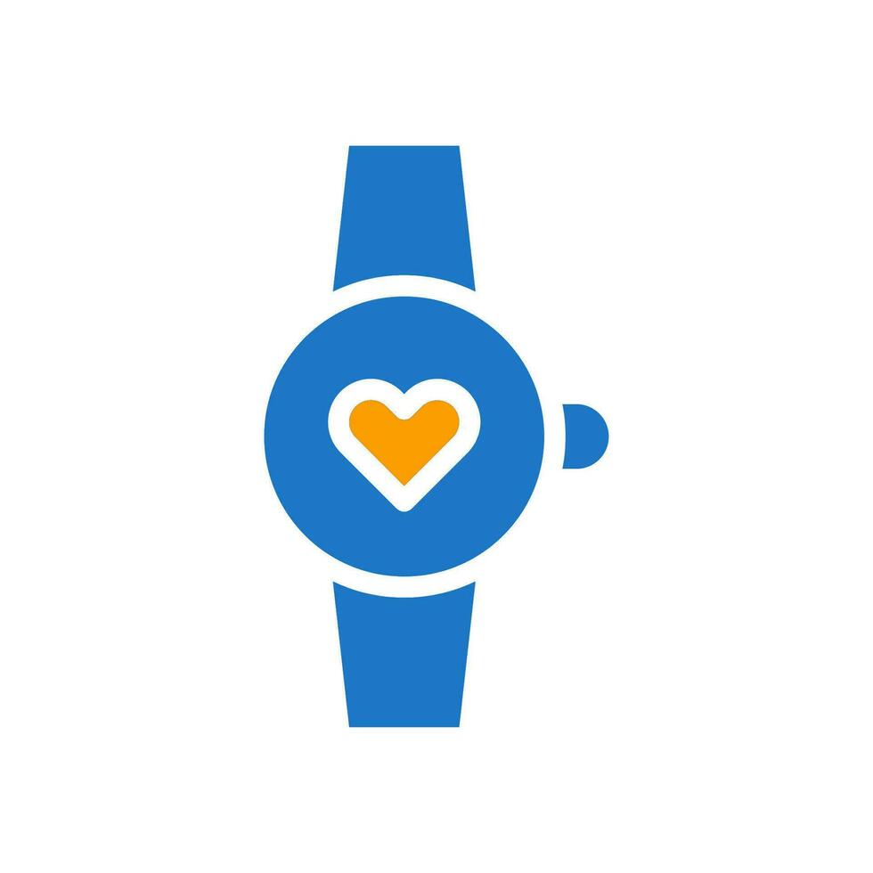 smart klocka kärlek ikon fast blå orange stil valentine illustration symbol perfekt. vektor