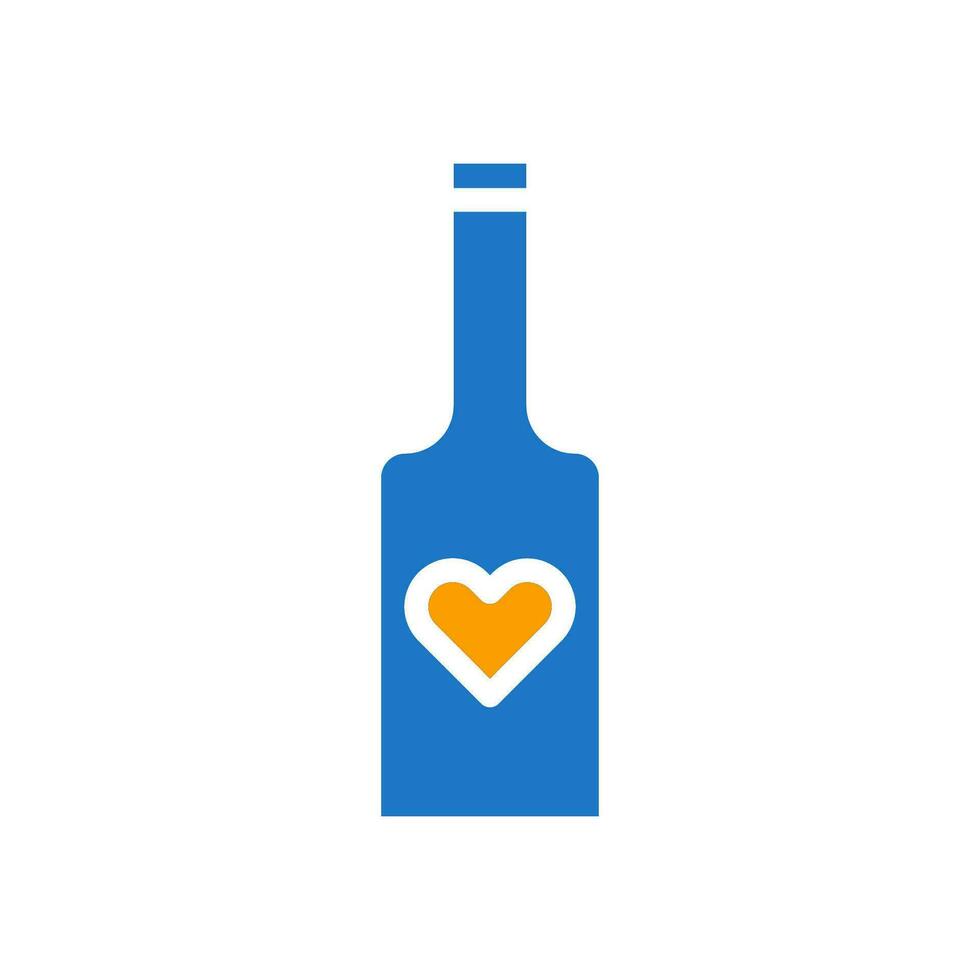 Wein Liebe Symbol solide Blau Orange Stil Valentinstag Illustration Symbol perfekt. vektor