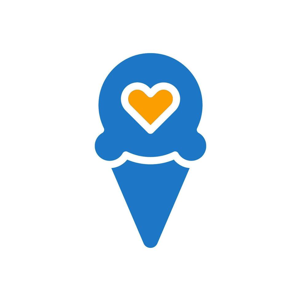 is grädde kärlek ikon fast blå orange stil valentine illustration symbol perfekt. vektor