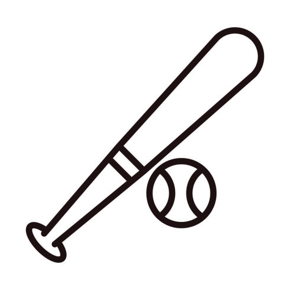 Baseballschläger und Ballspiel Sportausrüstung Linienstil-Symbol vektor