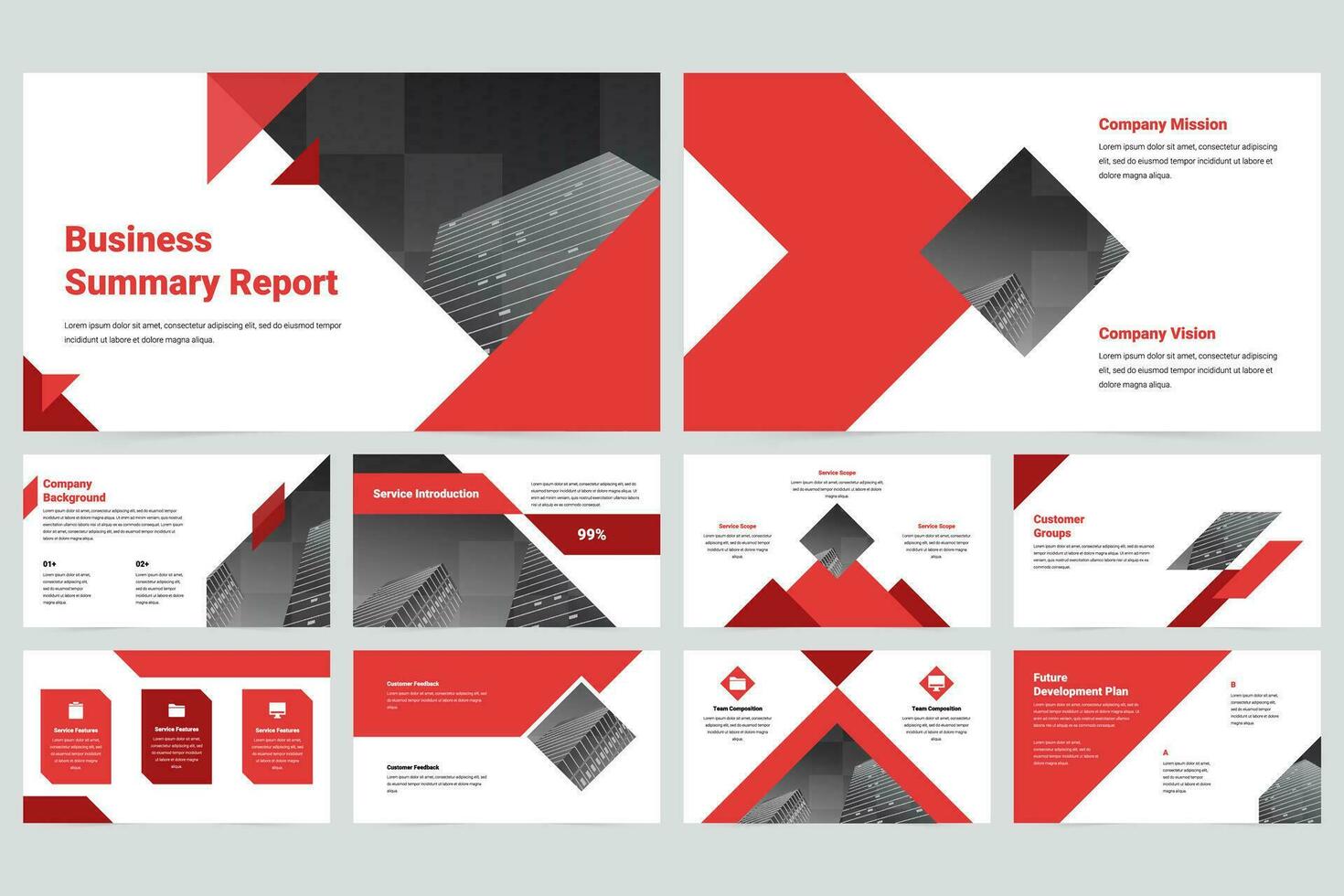röd företag minimalistisk glida presentation mall vektor