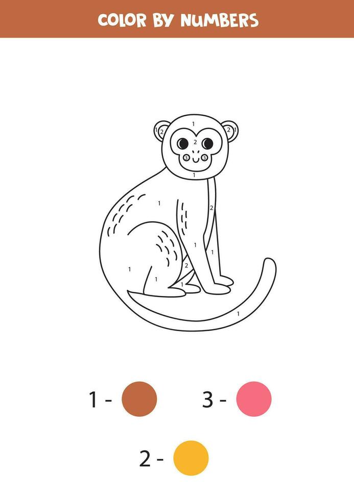 Färg tecknad serie apa förbi tal. kalkylblad för ungar. vektor