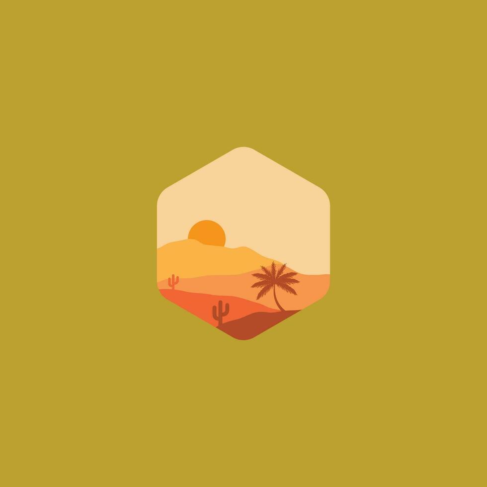 öken- illustration med minimalistisk design vektor