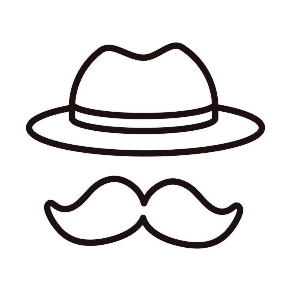 Schnurrbart und Hut Zubehör Feier Linienstil Symbol vektor