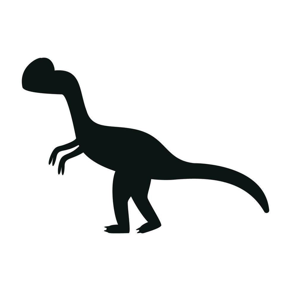 platt vektor silhuett illustration av dilophosaurus dinosaurie