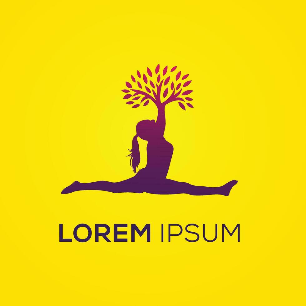 minimalistisch Yoga posiert Mensch Baum Logo Design Konzept. Yoga Meditation Logo Illustration Vektor. vektor