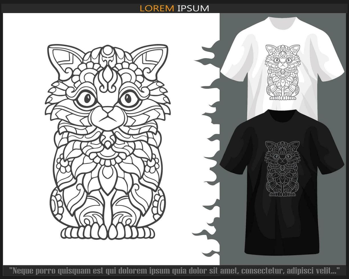 Katze Mandala Kunst isoliert auf schwarz und Weiß t Shirt. vektor