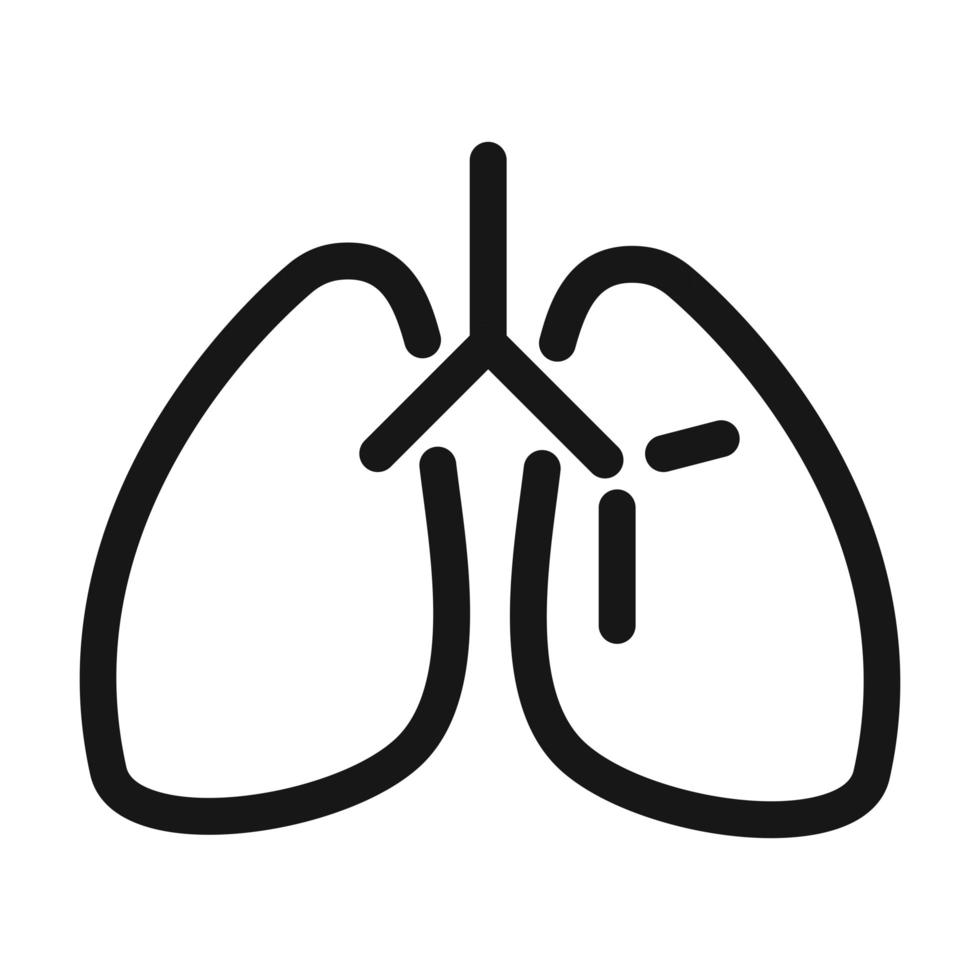 lungor organ andningssystem medicinska och hälsovård linje stil ikon vektor