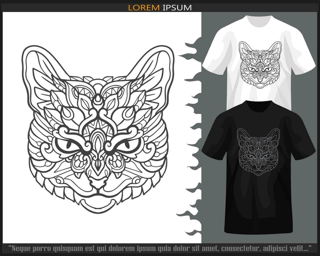 Katze Mandala Kunst isoliert auf schwarz und Weiß t Shirt. vektor