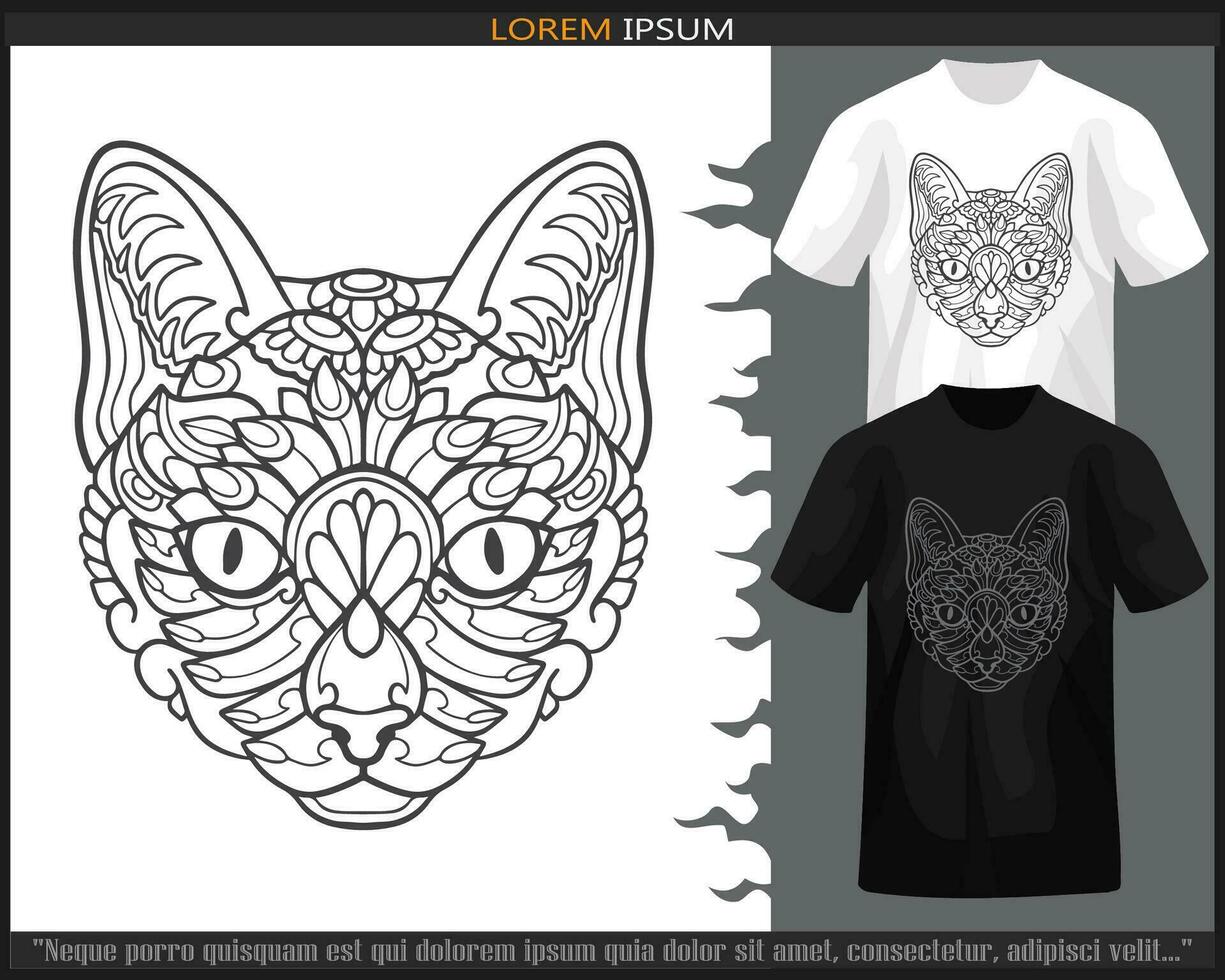 Katze Mandala Kunst isoliert auf schwarz und Weiß t Shirt. vektor