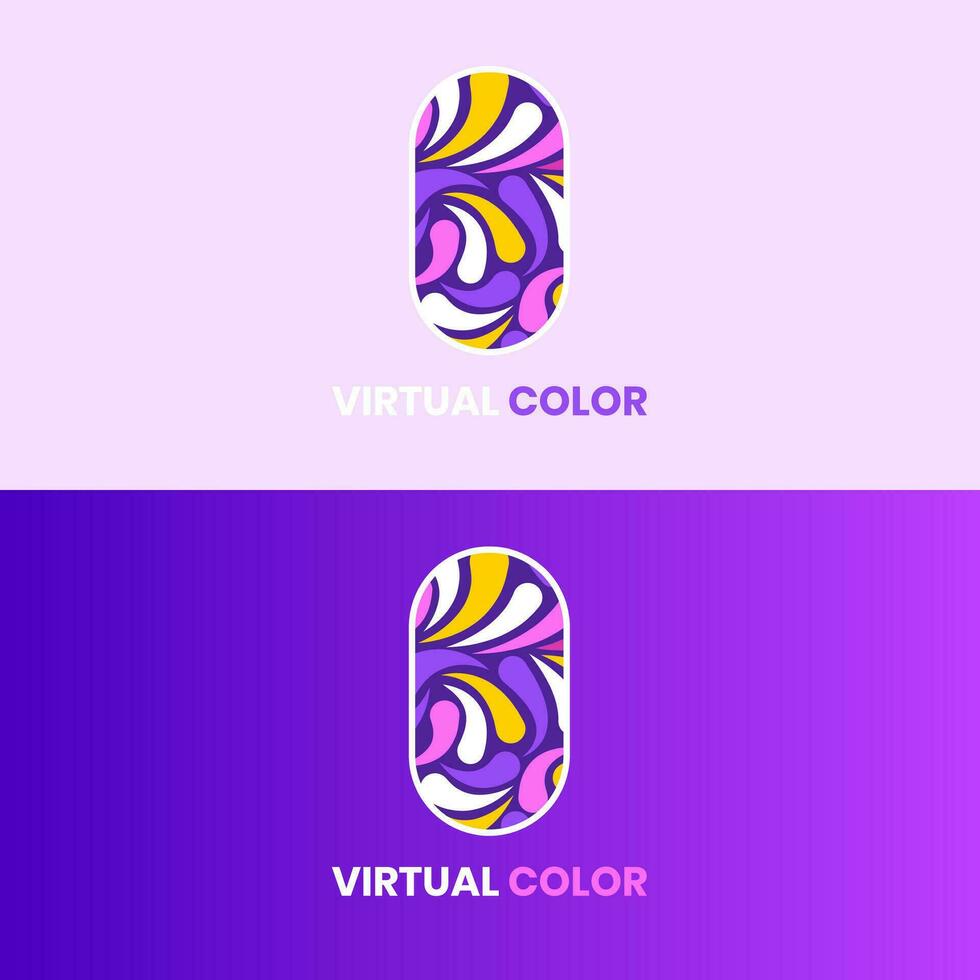 Logo virtuell Farbe lila Vektor .