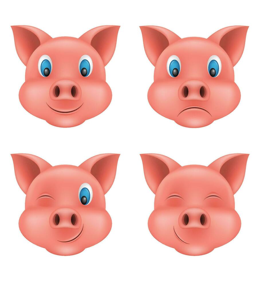 Schwein Schnauze Emoji Aufkleber Vektor Illustration isoliert auf Weiß Hintergrund